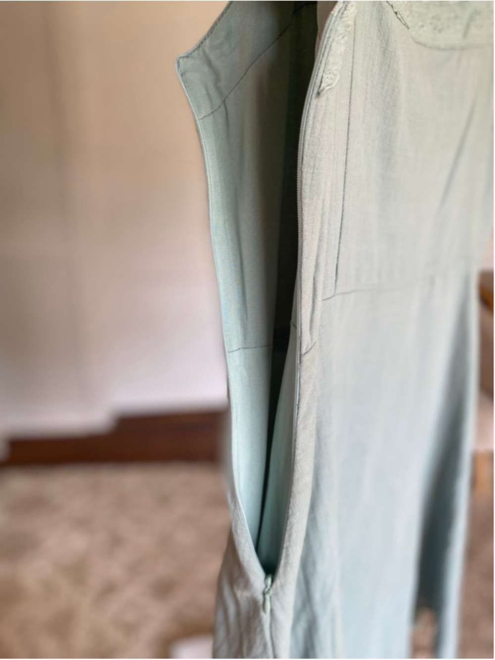 Paper Crane Light Green Eyelet Strap Mini Dress Coquette Cottagecore Romantic M - Picture 4 of 7